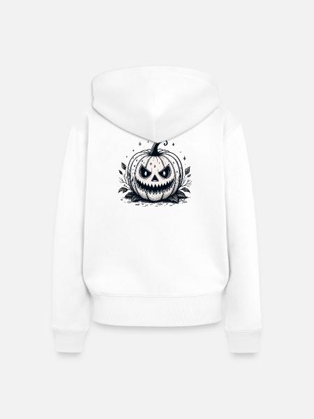 Retro-Monochromer Kürbis - Frauen Premium Bio Zip Hoodie - Weiß