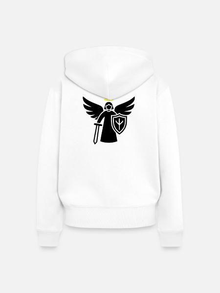 krieger engel piktogramm schild - Frauen Premium Bio Zip Hoodie - Weiß