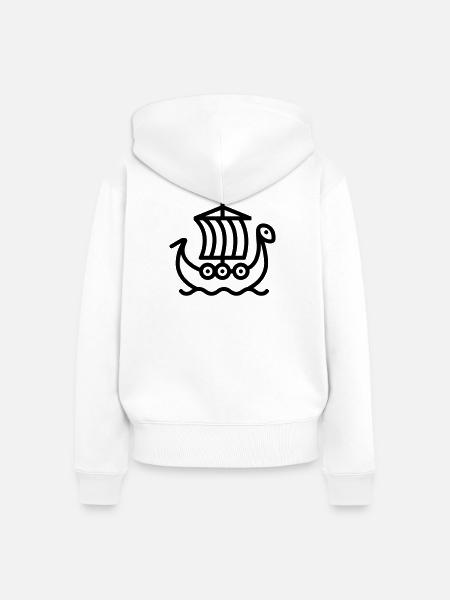 Wikingerschiff - Frauen Premium Bio Zip Hoodie - Weiß