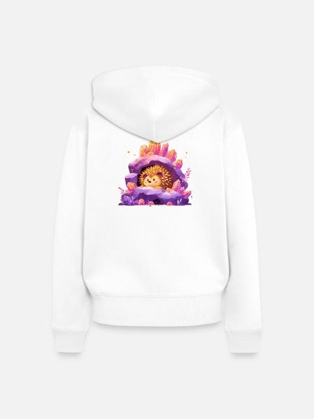 Kristallhöhle Igel-Idylle - Frauen Premium Bio Zip Hoodie - Weiß