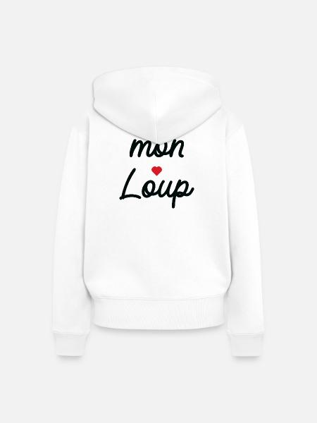 My Wolf Love Schreibschrift - Frauen Premium Bio Zip Hoodie - Weiß
