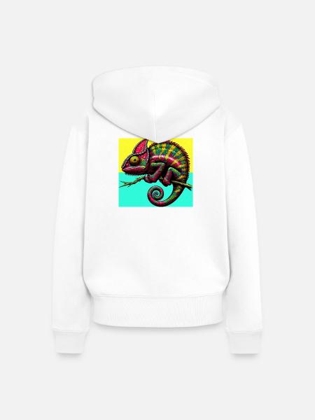 Chamäleon - Frauen Premium Bio Zip Hoodie - Weiß
