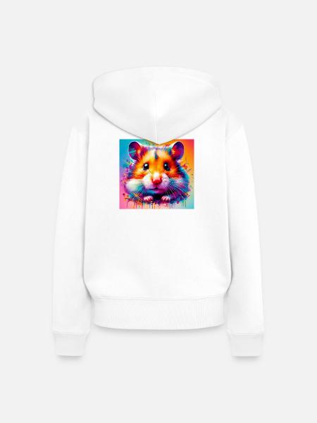 Hamster - Frauen Premium Bio Zip Hoodie - Weiß