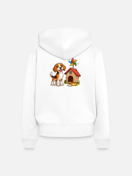 Beagle Hund Lustig Hundehaus Fun Design - Frauen Premium Bio Zip Hoodie - Weiß