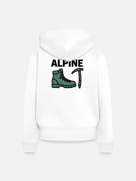 Wanderschuh Eispickel Alpine Bergsteigen Klettern - Frauen Premium Bio Zip Hoodie - Weiß