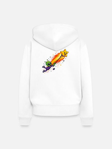 Alien Sternenrakete Abenteuer - Frauen Premium Bio Zip Hoodie - Weiß