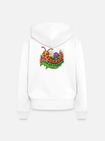 Hundertfüßer Cartoon - Frauen Premium Bio Zip Hoodie - Weiß