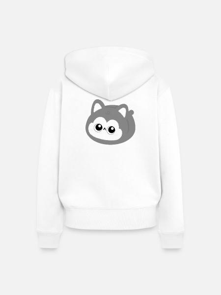 Chibi-Wolken-Husky-Plüsch - Frauen Premium Bio Zip Hoodie - Weiß