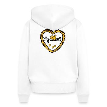 Spatzl - Frauen Premium Bio Zip Hoodie - Weiß - Hinten - AI Model Female 172 light (172cm)