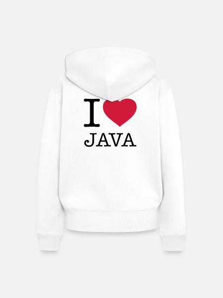 I LOVE JAVA - Frauen Premium Bio Zip Hoodie - Weiß