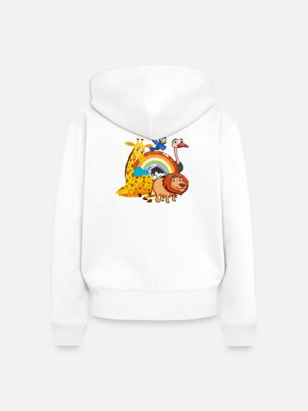 Regenbogen Dschungel Pals Illustration - Frauen Premium Bio Zip Hoodie - Weiß