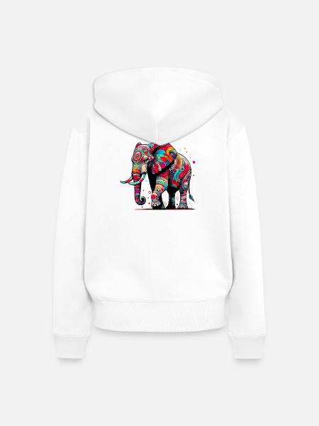 Elefant - Frauen Premium Bio Zip Hoodie - Weiß