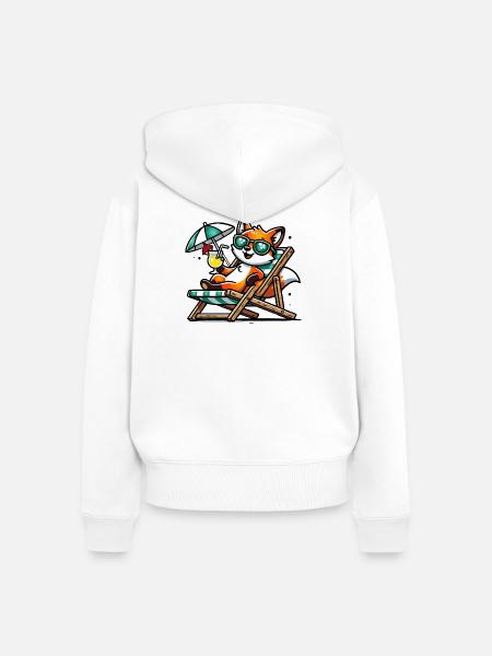 Fuchs am Strand - Frauen Premium Bio Zip Hoodie - Weiß