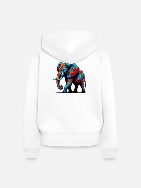 Elefant - Frauen Premium Bio Zip Hoodie - Weiß
