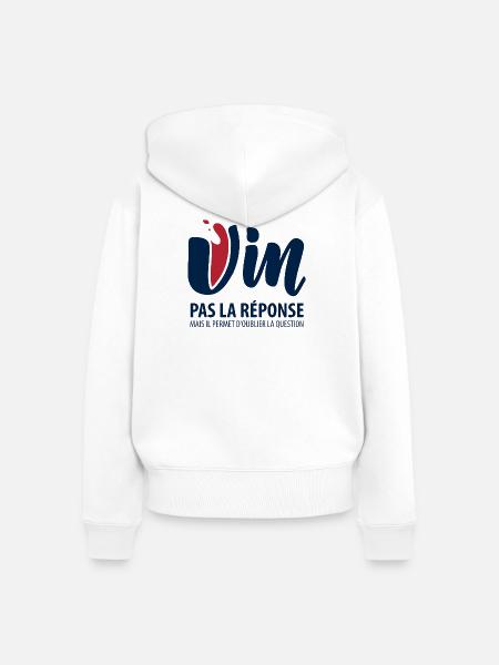Wein, nicht die Antwort - Frauen Premium Bio Zip Hoodie - Weiß