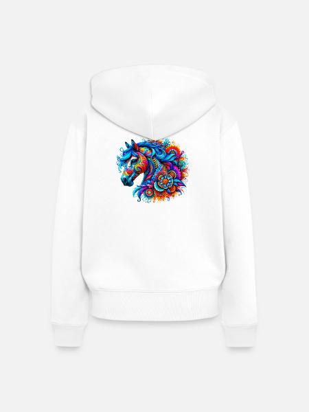Pferd - Frauen Premium Bio Zip Hoodie - Weiß