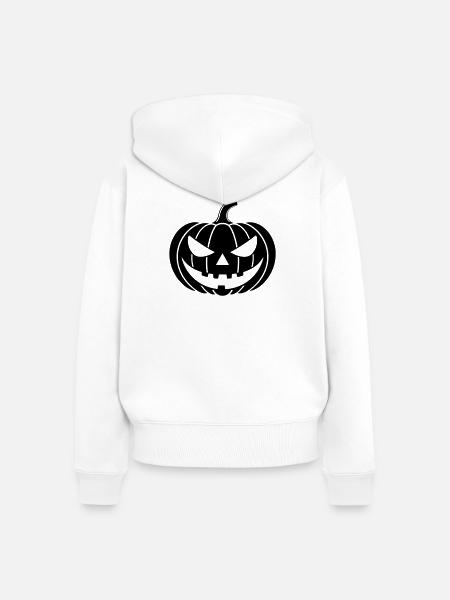 Kürbis Grusel Illustration - Frauen Premium Bio Zip Hoodie - Weiß
