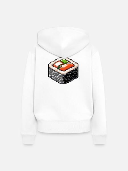 Pixel Sushi Bento Kunst - Frauen Premium Bio Zip Hoodie - Weiß