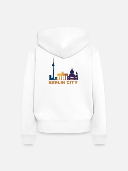Berlin Skyline Silhouette - Frauen Premium Bio Zip Hoodie - Weiß