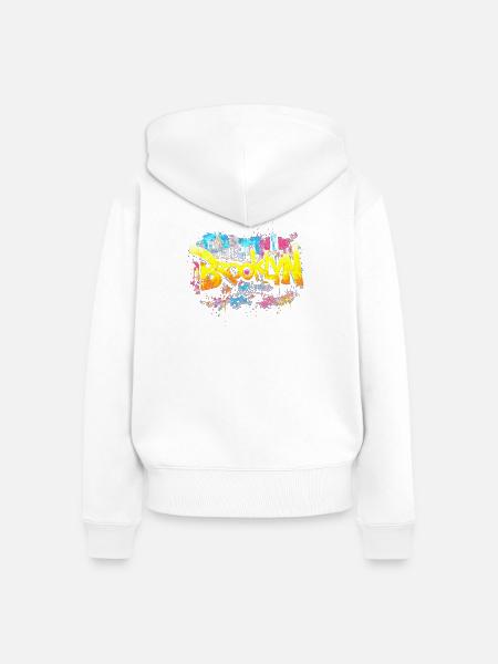 Brooklyn Graffiti Neon City Splash - Frauen Premium Bio Zip Hoodie - Weiß