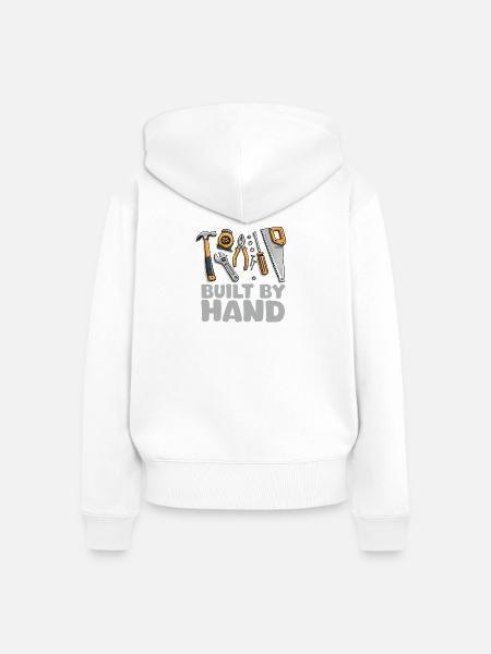 Built by Hand – Werkzeug Illustration - Frauen Premium Bio Zip Hoodie - Weiß