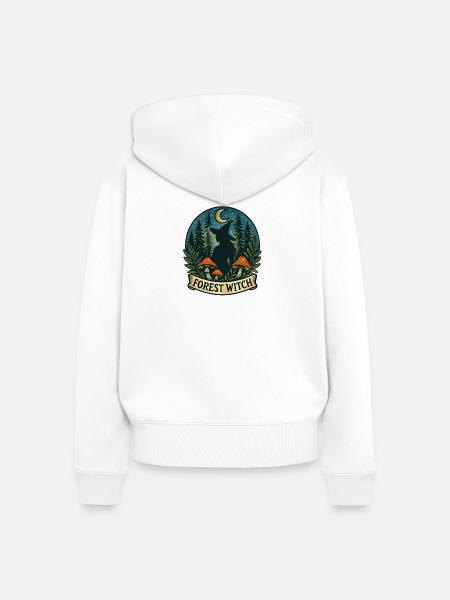 Waldhexe im Mondlicht - Frauen Premium Bio Zip Hoodie - Weiß