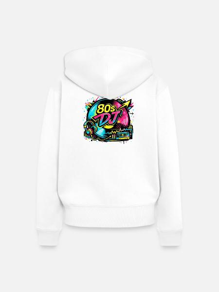 80er DJ Neon Vibe - Frauen Premium Bio Zip Hoodie - Weiß
