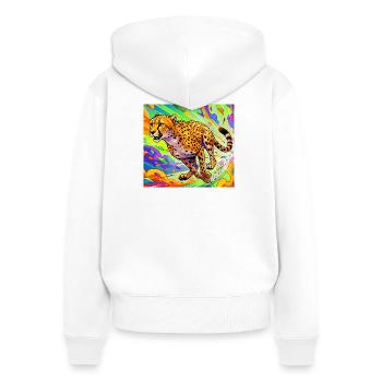 Gepard - Frauen Premium Bio Zip Hoodie - Weiß - Hinten - AI Model Female 172 light (172cm)