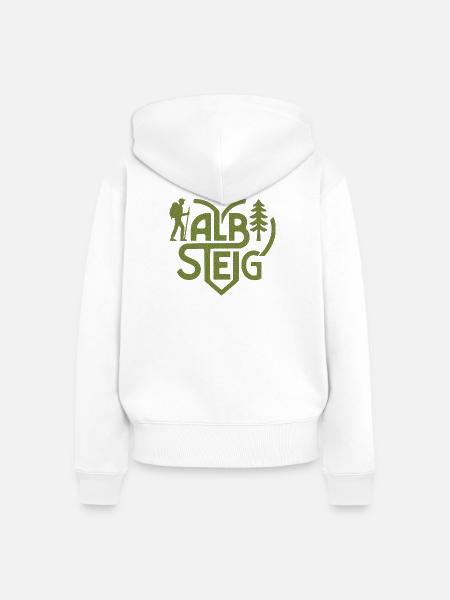 Albsteig Herz Waldpfad - Frauen Premium Bio Zip Hoodie - Weiß