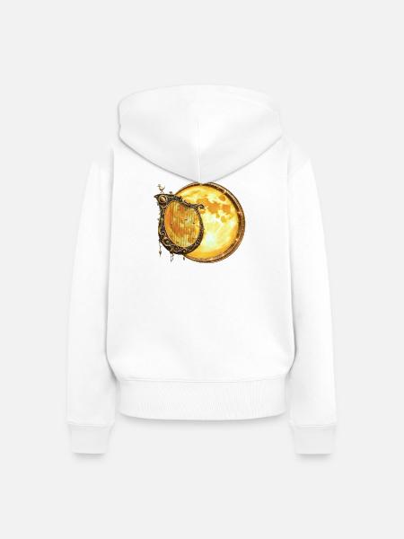 Goldene Mondharfe - Frauen Premium Bio Zip Hoodie - Weiß