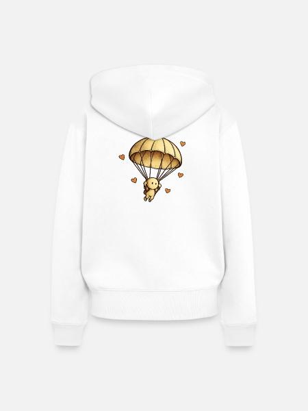 Der kleine Gedanke | Fallschirm - Frauen Premium Bio Zip Hoodie - Weiß