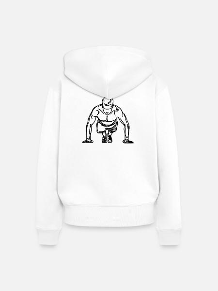 Bodybuilder Zeichnung - Frauen Premium Bio Zip Hoodie - Weiß