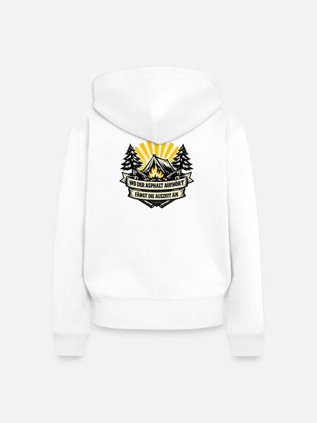 Camping-Auszeit am Waldfeuer - Frauen Premium Bio Zip Hoodie - Weiß