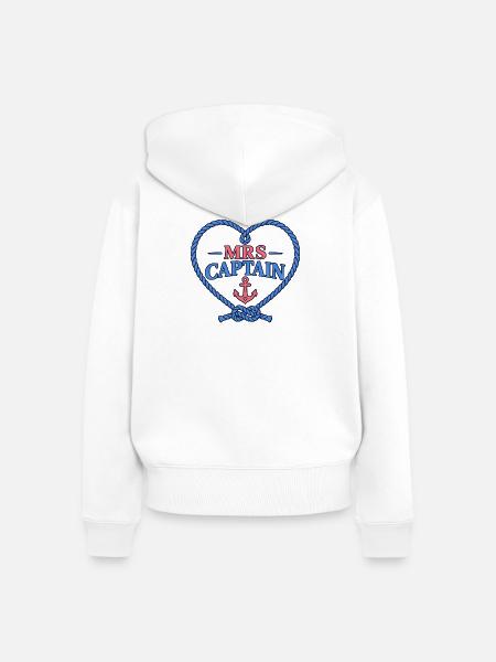 Mrs Captain – Liebe zum Segeln - Frauen Premium Bio Zip Hoodie - Weiß