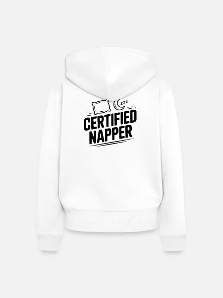 Zertifizierter Napper - Frauen Premium Bio Zip Hoodie - Weiß