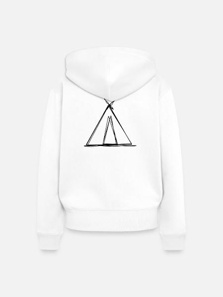 Zelt handgezeichnet - Frauen Premium Bio Zip Hoodie - Weiß