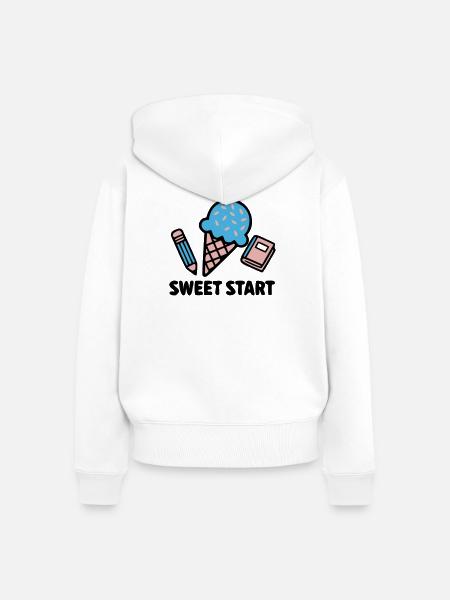 Sweet Start Einschulung Logo - Frauen Premium Bio Zip Hoodie - Weiß