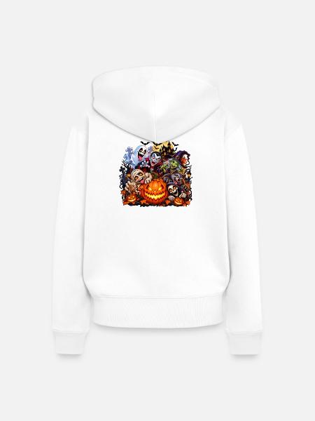 Gruselige Halloween-Gesellen - Frauen Premium Bio Zip Hoodie - Weiß