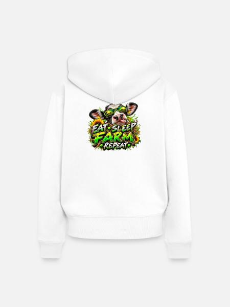 Eat Sleep Farm Repeats - Frauen Premium Bio Zip Hoodie - Weiß