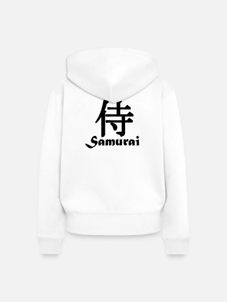 Samurai mit Text - Frauen Premium Bio Zip Hoodie - Weiß