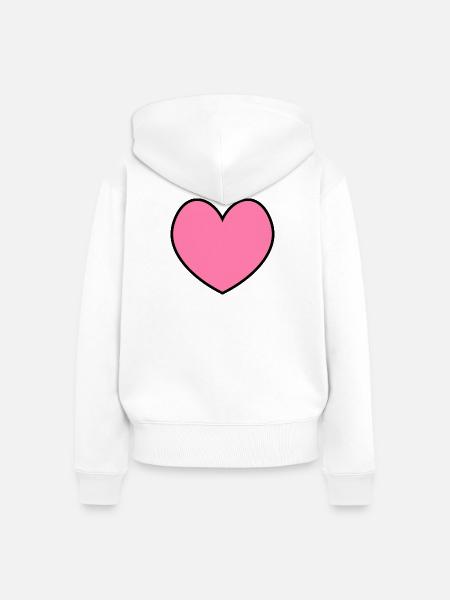 Herz rosa black outline - Frauen Premium Bio Zip Hoodie - Weiß