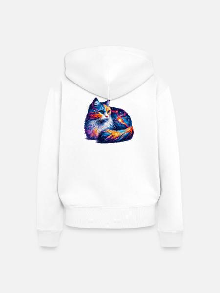 Katze - Frauen Premium Bio Zip Hoodie - Weiß