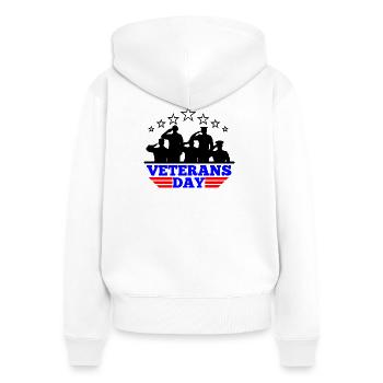 Veteranentag Emblem - Frauen Premium Bio Zip Hoodie - Weiß - Hinten - AI Model Female 172 light (172cm)