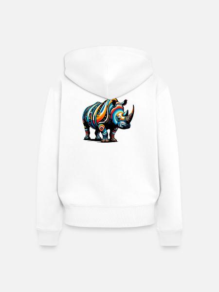 Nashorn - Frauen Premium Bio Zip Hoodie - Weiß