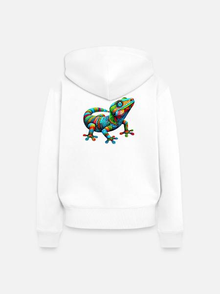 Gecko - Frauen Premium Bio Zip Hoodie - Weiß
