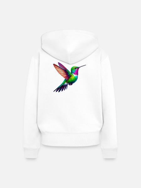 Kolibri - Frauen Premium Bio Zip Hoodie - Weiß