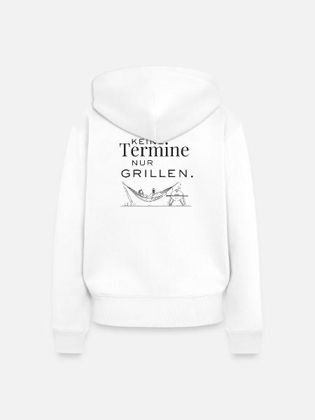 Grillabend Spruch für Männerabende - Frauen Premium Bio Zip Hoodie - Weiß