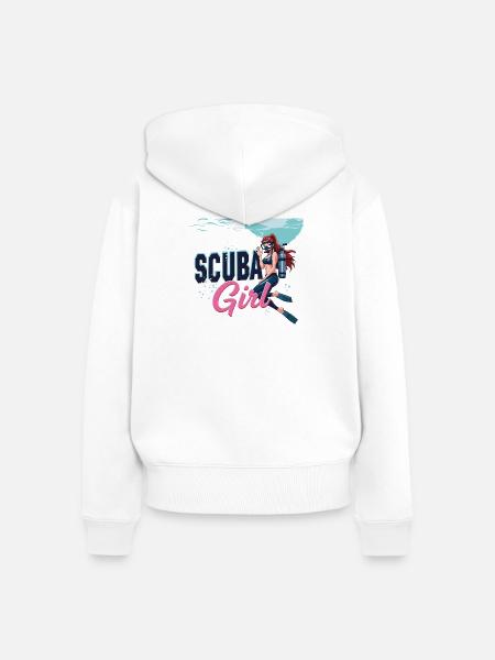 Scuba Girl Taucherin Design - Frauen Premium Bio Zip Hoodie - Weiß