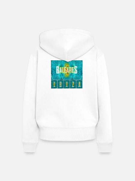 Balearen Insel Vibe Druck - Frauen Premium Bio Zip Hoodie - Weiß