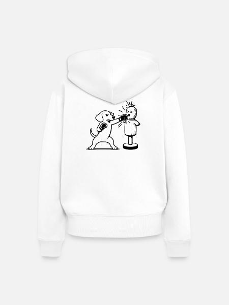 sparring dackel boxen line art - Frauen Premium Bio Zip Hoodie - Weiß
